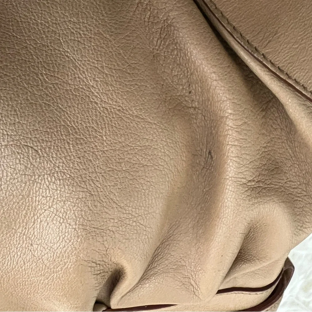 Salvatore Ferragamo Tan Leather Satchel with Silver Hardware